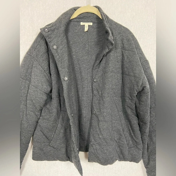 Eileen Fisher Quilted Organic Oversized Cotton Jacket in Charcoal Sz XXS - Picture 5 of 13